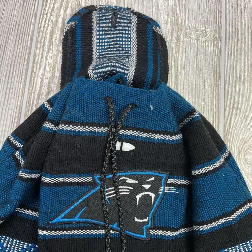 Carolina Panthers NFL Drawstring Backpack Woven Baja Jerger Boho Bag Blue ad Bla